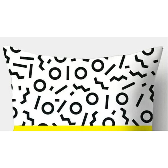 Abstract Pattern Pillow Covers In White and Yellow - Picture 2 of 5